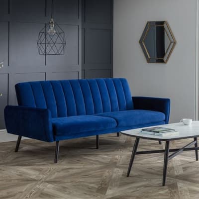 Afina Blue Velvet Fabric Sofa Bed