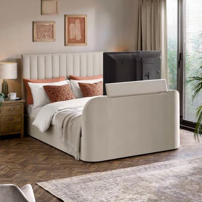 Alana Cream Velvet Ottoman Storage TV Bed