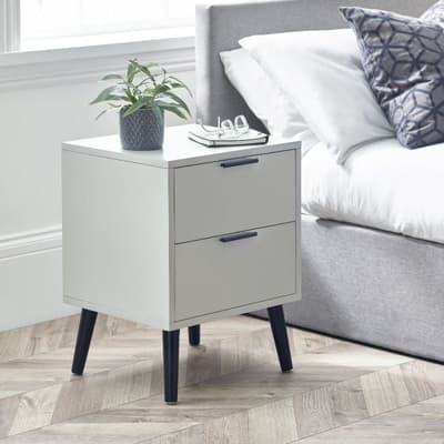 Alba Silk Grey 2 Drawer Bedside Table