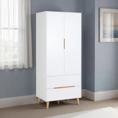 Alicia White and Oak 2 Door Wooden Combination Wardrobe Alicia White and Oak 2 Door Wooden Combination Wardrobe