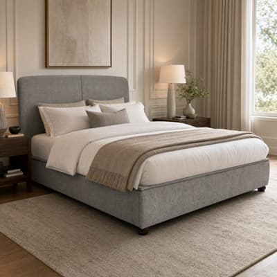 Allegra Warm Grey Fabric Ottoman Storage Bed