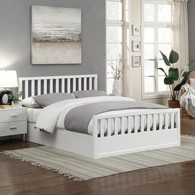 Alyn White Wooden Ottoman Storage Bed