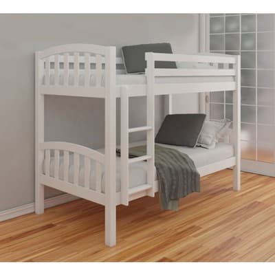 American White Finish Solid Pine Wooden Bunk Bed