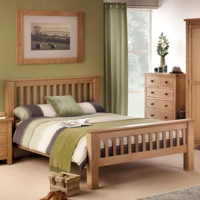 Amsterdam High Foot End Solid Oak Wooden Bed