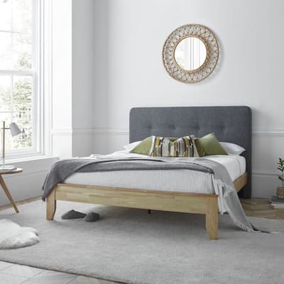 Ander Grey Wooden and Fabric Bed Frame