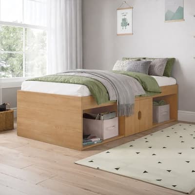 Arctic Oak Wooden Storage Cabin Bed