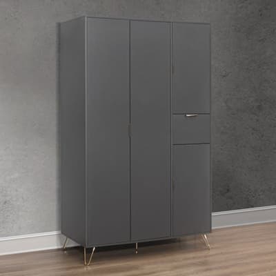 Arlo Charcoal Wooden 4 Door Wardrobe