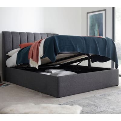 Autumn Fabric Grey Ottoman Storage Bed