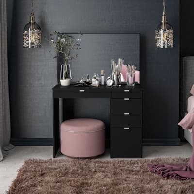 Ava Black Wooden 5 Drawer Dressing Table