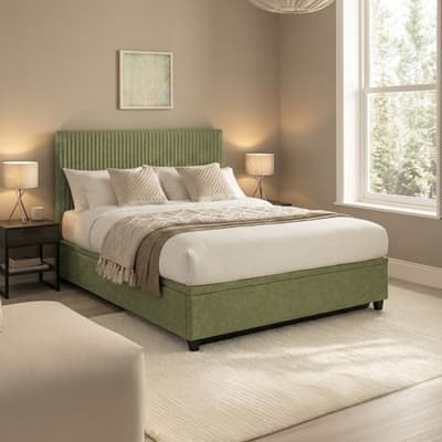 Avery Green Fabric Ottoman Storage Bed