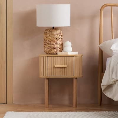 Axel Oak 1 Drawer Fluted Bedside Table