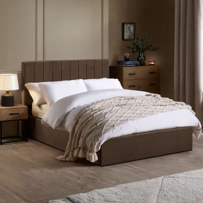 Aylen Brown Fabric Ottoman Storage Bed