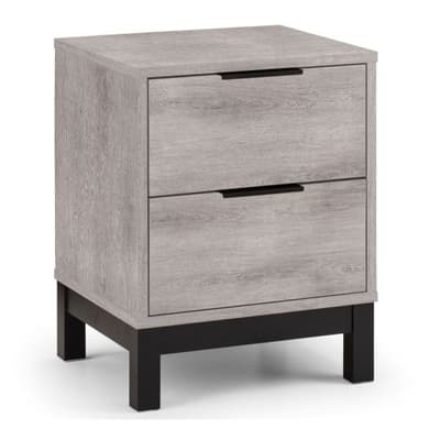 Bali Grey Oak 2 Drawer Wooden Bedside Table