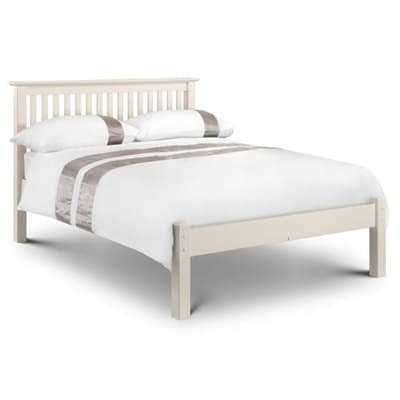 Barcelona Low Foot End Stone White Finish Solid Pine Wooden Bed