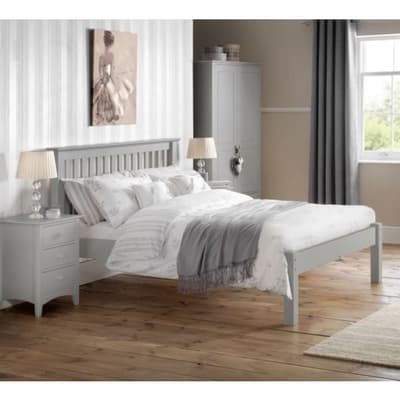 Barcelona Low Foot End Grey Finish Solid Pine Wooden Bed