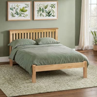 Barcelona Low Foot End Antique Solid Pine Wooden Bed
