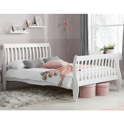 Belford White Wooden Sleigh Bed