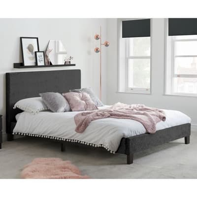 Berlin Black Crushed Velvet Fabric Bed