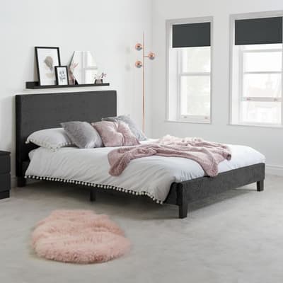 Berlin Black Crushed Velvet Fabric Bed