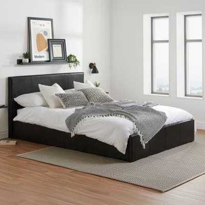 Berlin Black Leather Ottoman Storage Bed