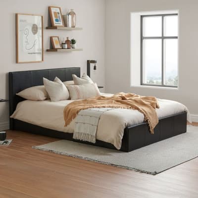 Berlin Brown Leather Ottoman Storage Bed