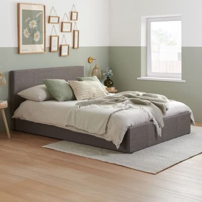 Berlin Grey Fabric Ottoman Storage Bed