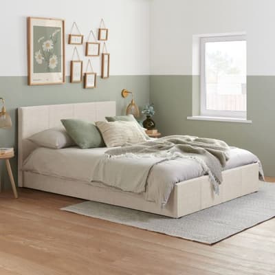 Berlin Natural Fabric Ottoman Storage Bed