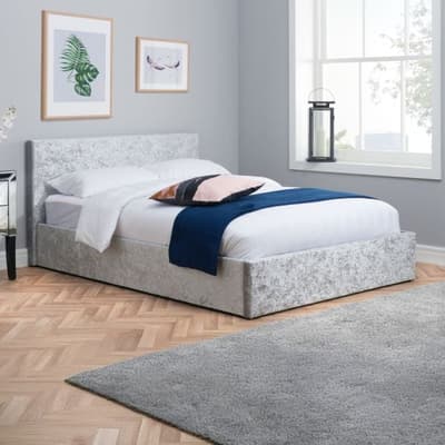Berlin Steel Crushed Velvet Fabric Ottoman Storage Bed