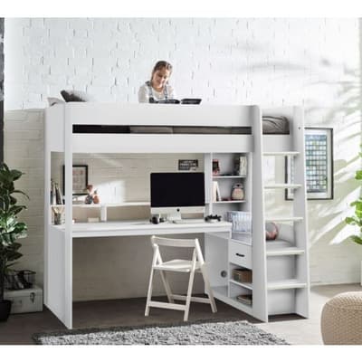 Blaze White Wooden Storage Gaming High Sleeper