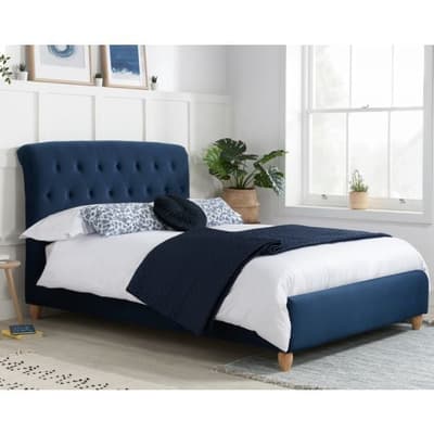 Brompton Midnight Blue Fabric Bed