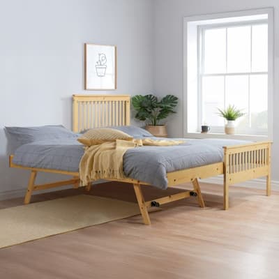 Buxton Natural Pine Wooden Guest Bed with Trundle