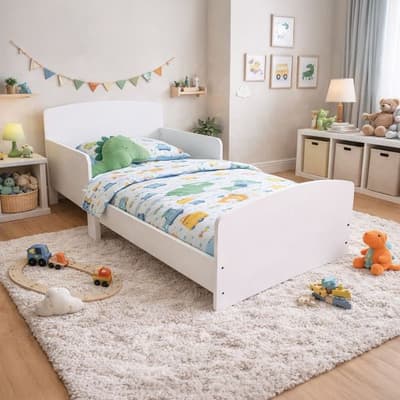 Calm White Wooden Toddler Bed