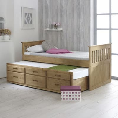 Captains Waxed Pine Wooden Guest Bed