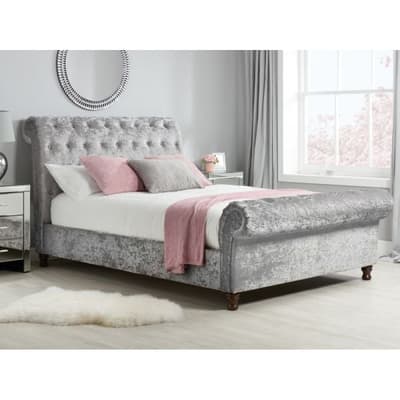 Castello Steel Fabric Scroll Sleigh Bed