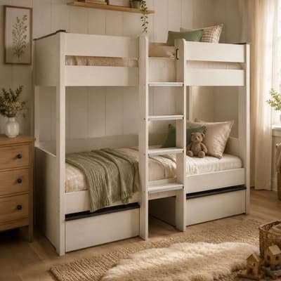 Celeste Off-White Wooden Storage Bunk Bed