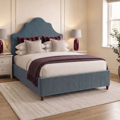 Chelsea Blue Velvet Fabric Ottoman Storage Bed