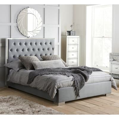 Chelsea Grey and Silver Velvet Bed