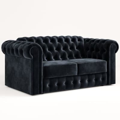 Chesterfield Charcoal 2 Seater Velvet Sofa Bed