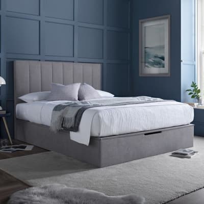 Lincoln Connect Grey Fabric Ottoman Storage Bed