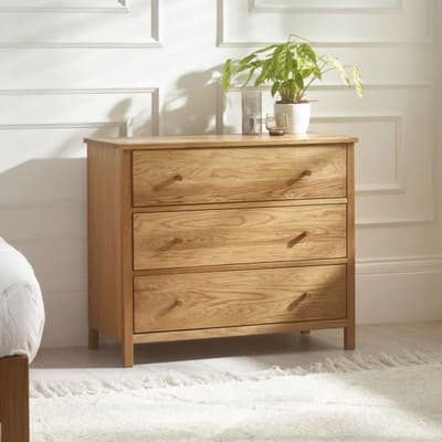 Coxmoor Oak 3 Drawer Wooden Chest of Drawers