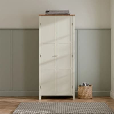 Coxmoor Ivory and Oak 2 Door Wooden Wardrobe