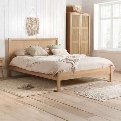 Croxley Oak Wooden Rattan Bed