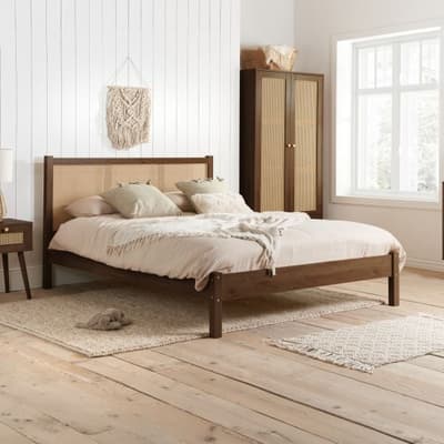 Croxley Walnut Wooden Rattan Bed