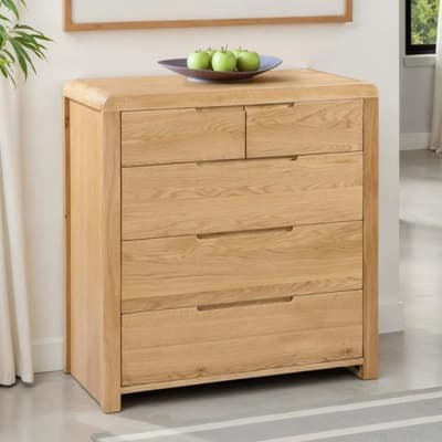 Curve Oak 3+2 Drawer Wooden Chest