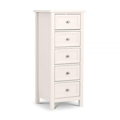 Maine Surf White 5 Drawer Wooden Tall Chest