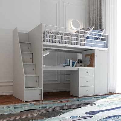 Dakota Grey Wooden Storage High Sleeper Bed