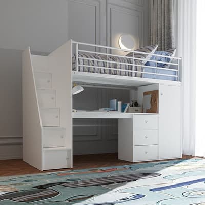 Dakota White Wooden Storage High Sleeper Bed