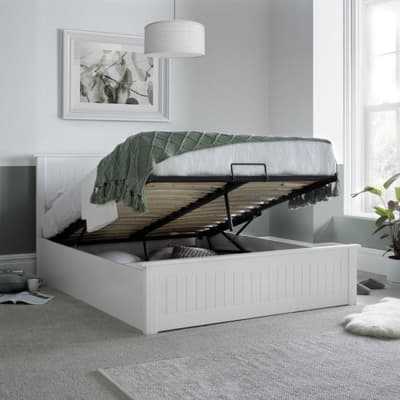 Dawson White Wooden Ottoman Storage Bed