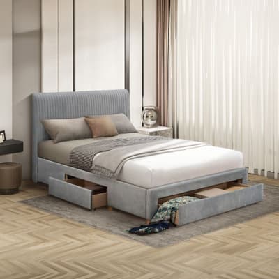 Drury Grey Fabric 3 Drawer Storage Bed