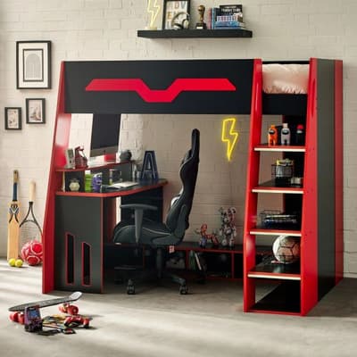 Eagle Black and Red Gaming Highsleeper Bed